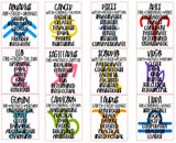 Pattern Astrology Zodiac in Adhesive and/or Heat Transfer Vinyl