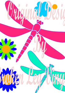 Dragonflies and Groovy Flowers
